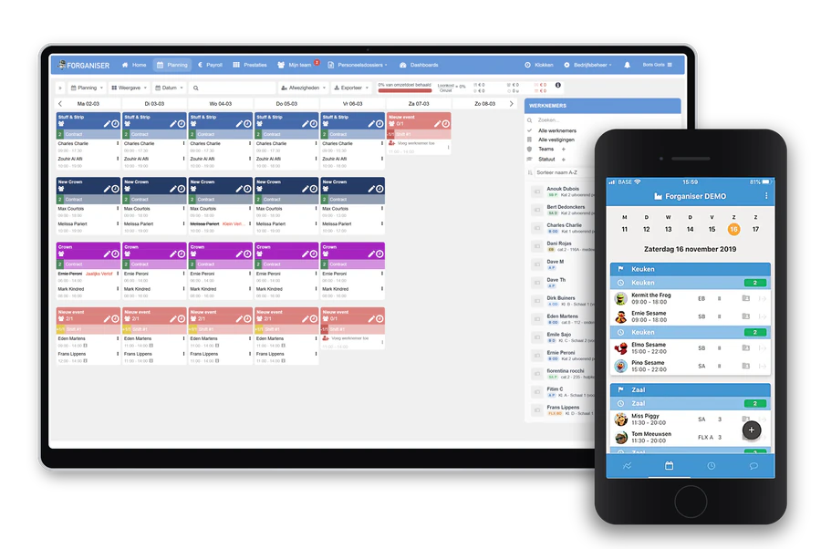 Forganiser schedule on laptop and mobile
